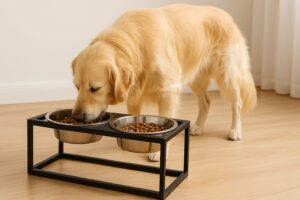 愛犬の笑顔が見たい！100均ご飯台で負担軽減＆食事を楽しく